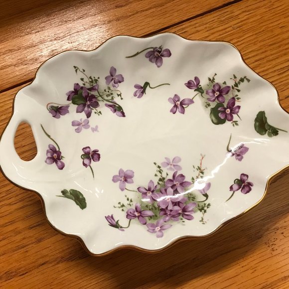 Antique Hammersley Victorian Violets small Oval bowl England - Picture 3 of 4